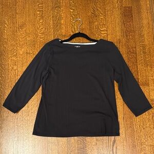 Talbots black boatneck 3/4 sleeve pima cotton tee